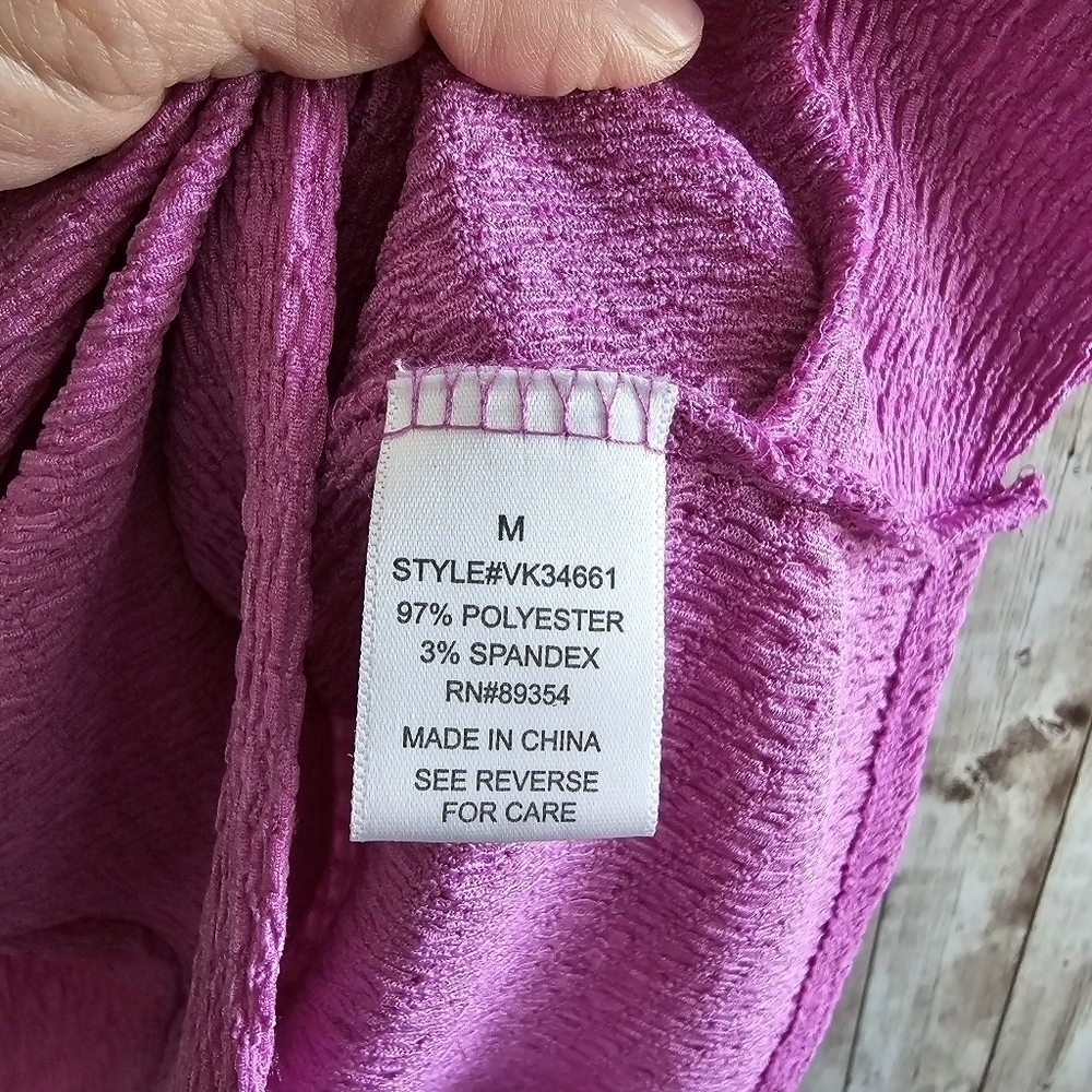 Women's Adrienne Vittadini Purple Textured Puff Sleeve Blouse Size M - Picture 7 of 8